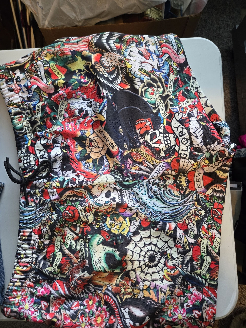 Ed Hardy Mesh Drawstring Swim Trunks